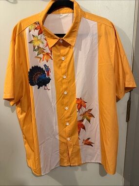 Thanksgiving Style Short-Sleeve Button-Up Shirt
